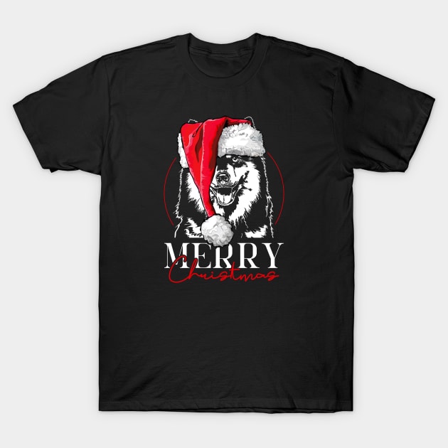 Funny Finnish Lapphund Santa Merry Christmas dog mom T-Shirt by wilsigns